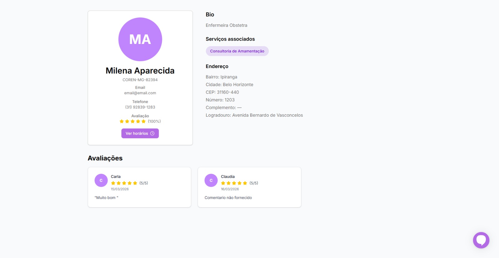 Perfil da enfermeira